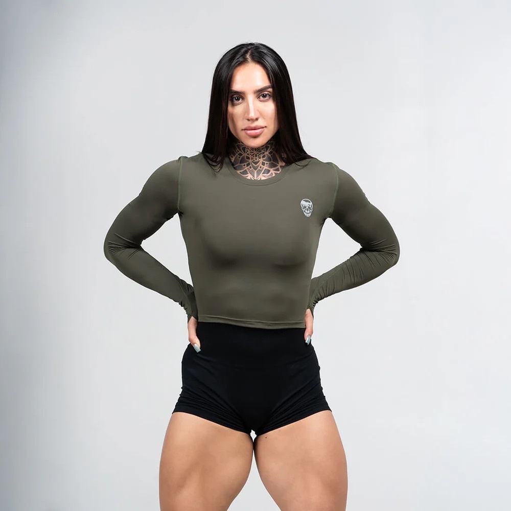 Green Fitted Long Sleeve Bodysuit